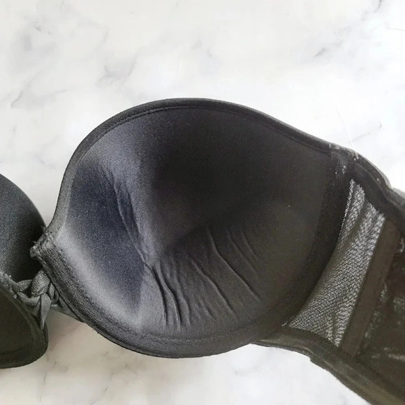 Wacoal Black Strapless Push Up Underwire 55434 Molded Padded Plunge Bra 36C - Picture 4 of 10